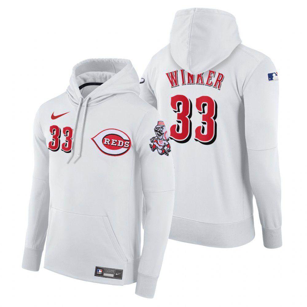 Cheap Men Cincinnati Reds 33 Winker white home hoodie 2021 MLB Nike Jerseys